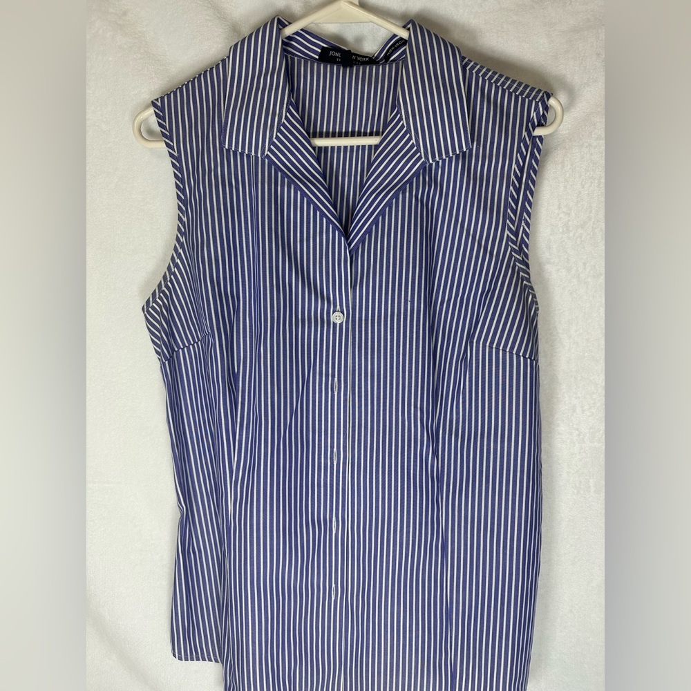 Jones New York Blue and White Striped Button Down Shirt